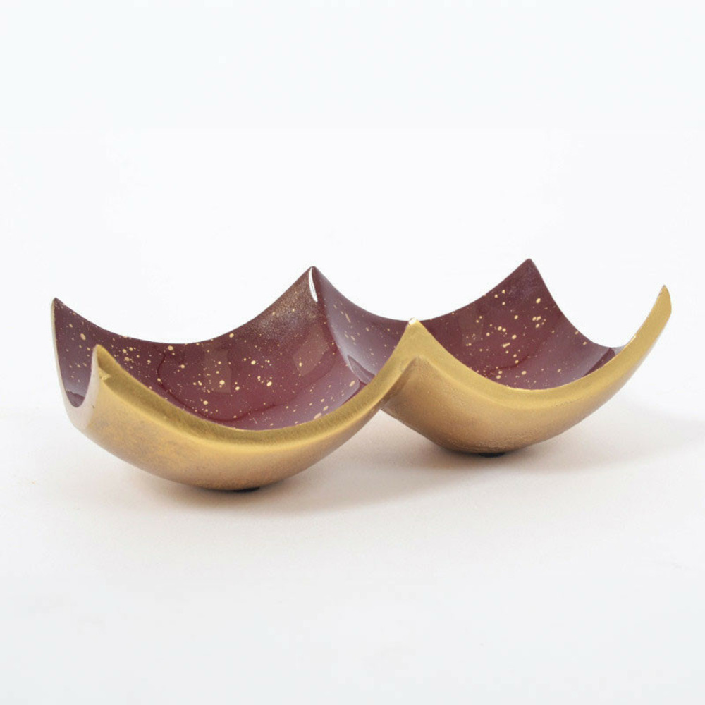 Plat diana 2 cases couleur bordeaux et dorés en aluminium 19x10x06cm