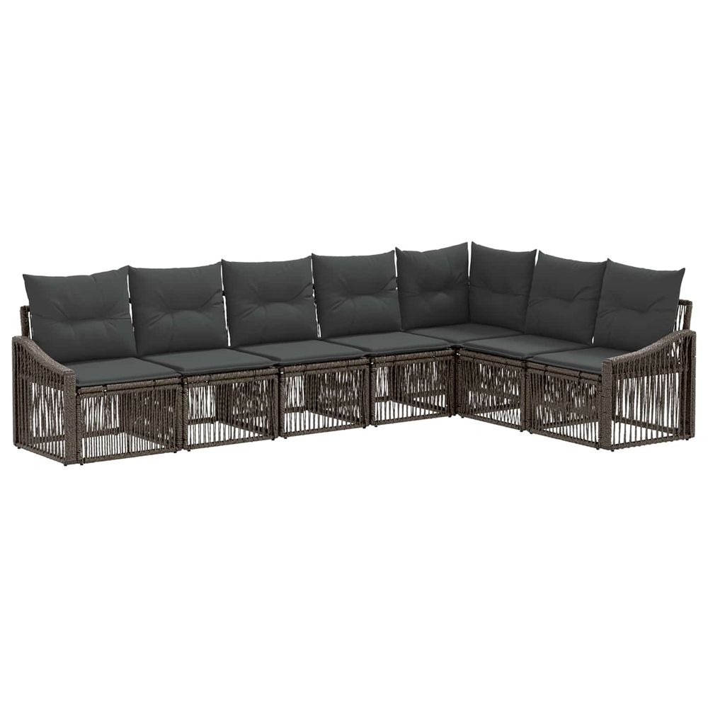 Ensemble de canapé de jardin 7 pc gris polyrotin