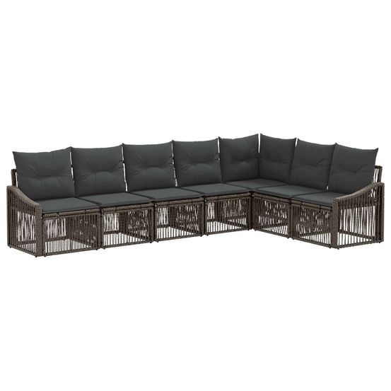 Ensemble de canapé de jardin 7 pc gris polyrotin