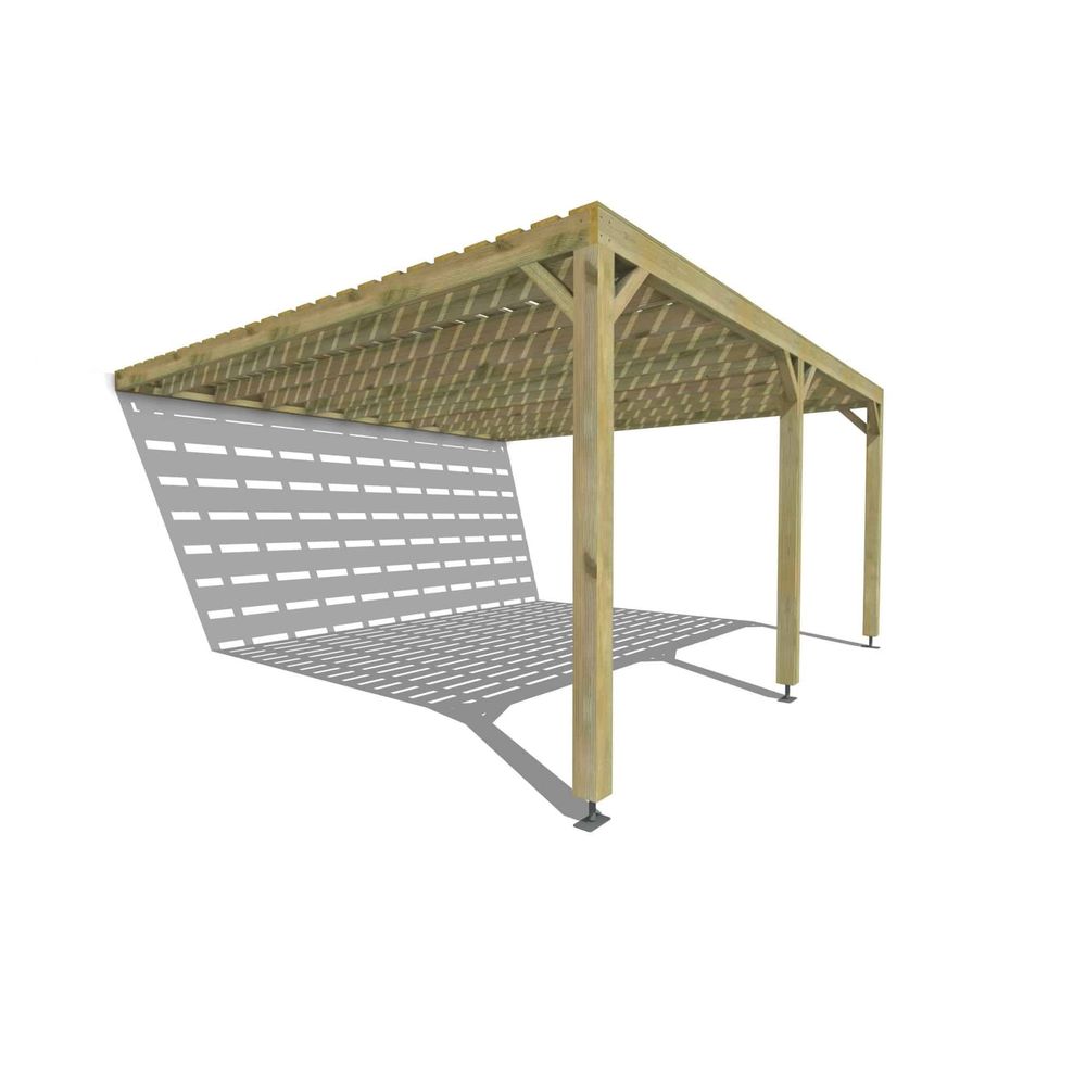 Pergola bois • 5m x 5m • adossée • sens profondeur • platelage bois • livraison comprise