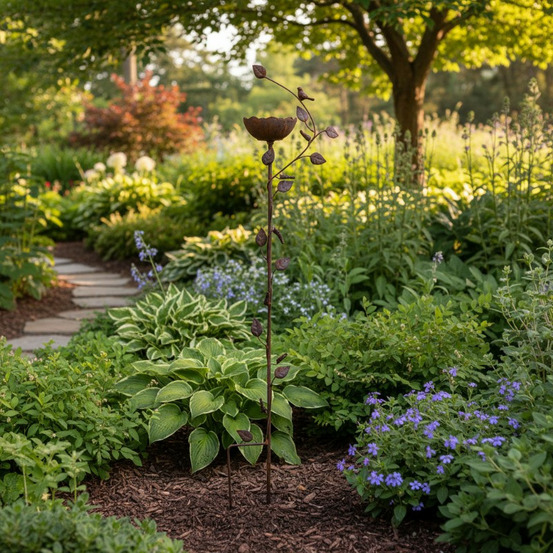 Mangeoire fonte oiseaux à planter 12x19x102cm