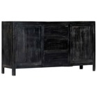 Buffet bahut armoire console meuble de rangement noir 147 cm bois de manguier massif