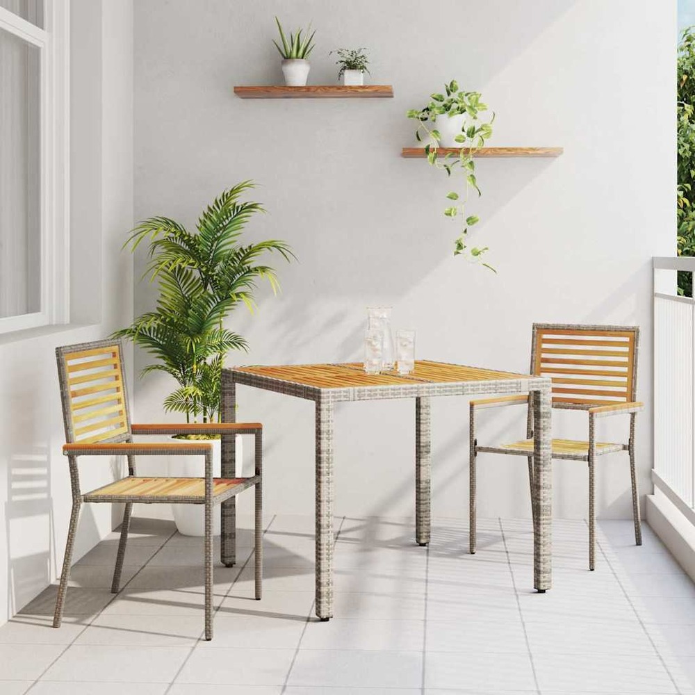 Ensemble de salle à manger pour jardin 3 pcs gris et marron