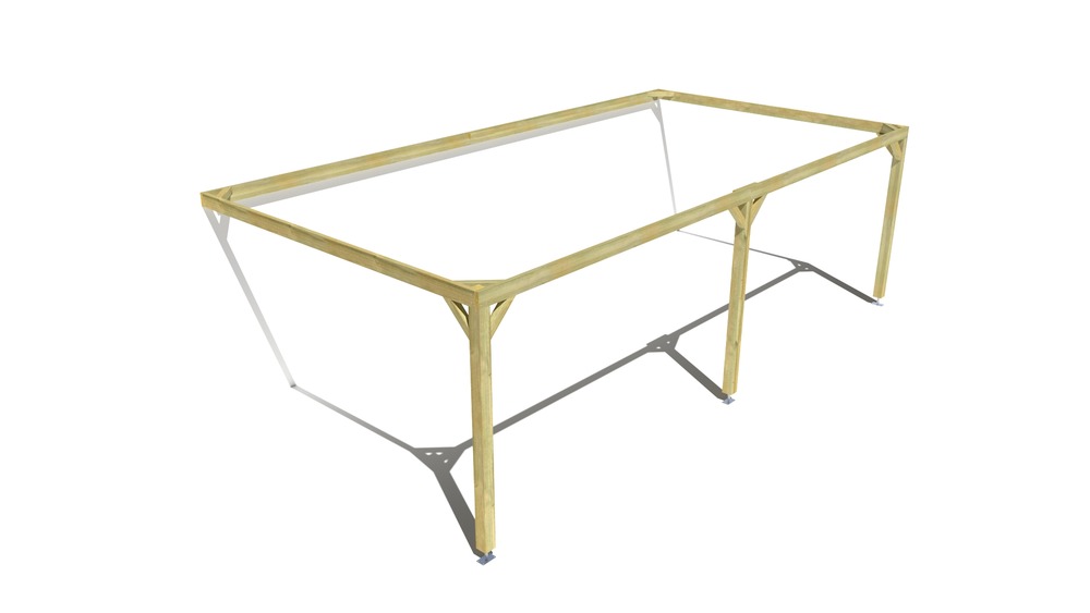 Pergola bois • 8m x 4m • adossée • cadre simple • livraison comprise