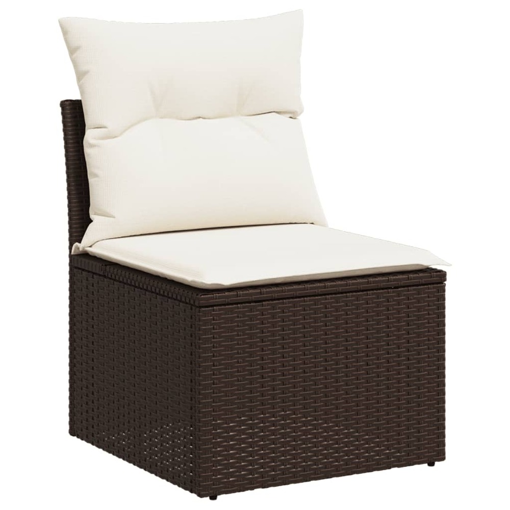 Chaise de jardin sans accoudoirs avec coussins marron rotin