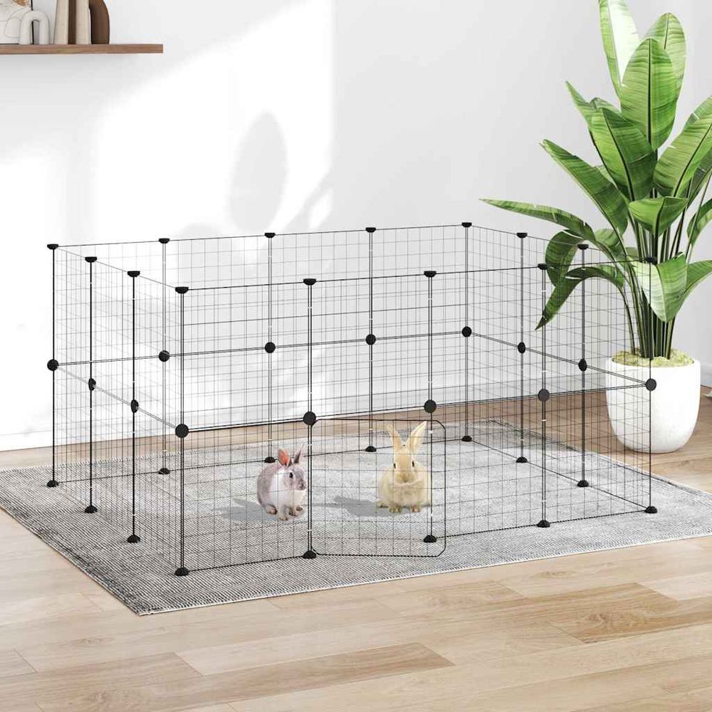 Enclos géant 28 panneaux acier modulable avec porte intérieur noir