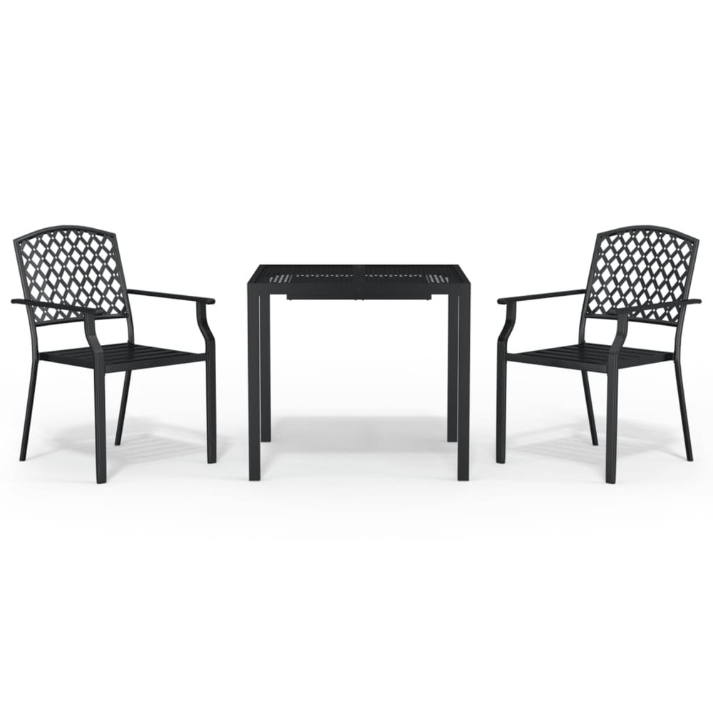 Ensemble à manger de jardin 3 pcs anthracite acier