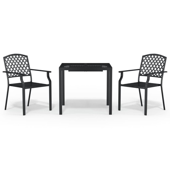 Ensemble à manger de jardin 3 pcs anthracite acier