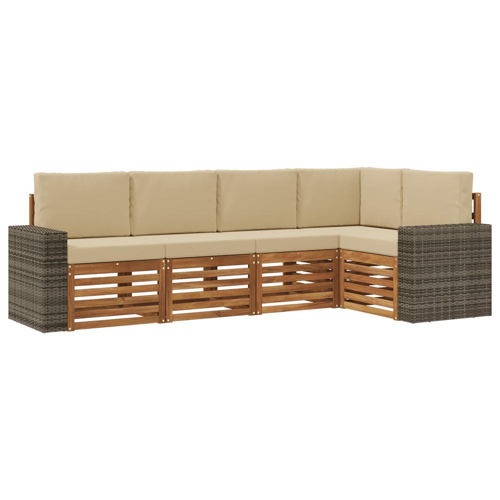 Ensemble de canapés d'extérieur 5 pc naturel et beige polyester