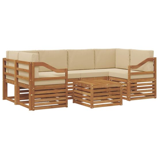 Ensemble de canapés d'extérieur 7 pc naturel et beige
