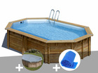 Kit piscine bois  vermela 6,72 x 4,72 x 1,46 m + bâche hiver + bâche à bulles