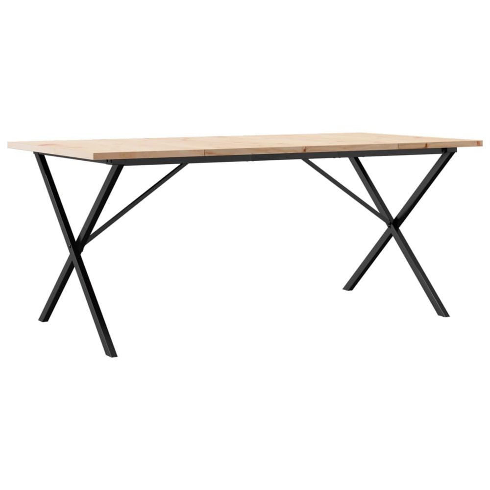 Table à manger cadre en x 180x90x75,5 cm bois pin massif acier