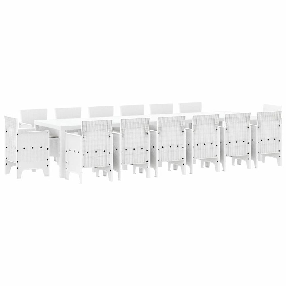 Ensemble de salle à manger pour jardin 15 pc blanc rattan polt