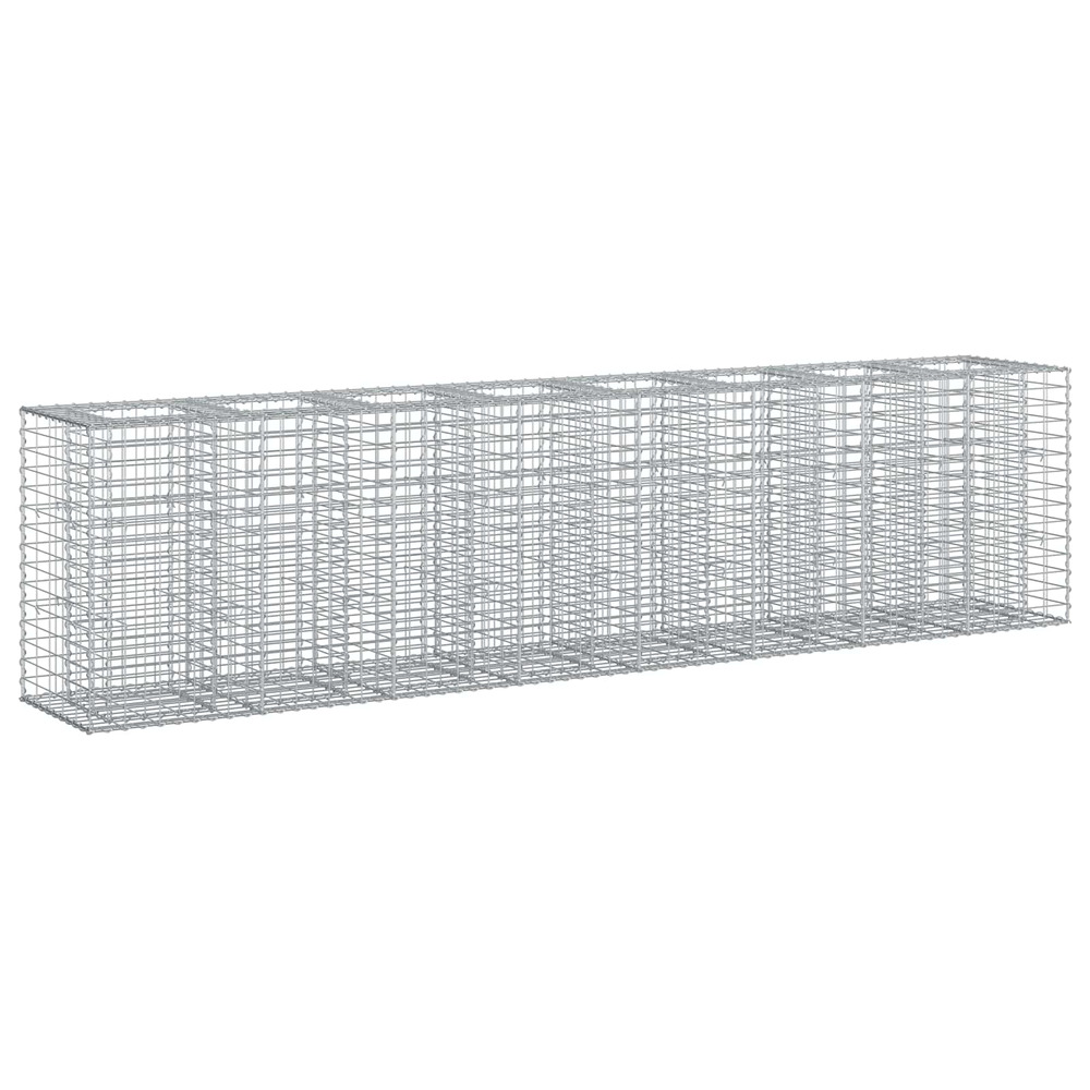Lit surélevé gabion 2 pcs argenté 330 x 50 x 80 cm
