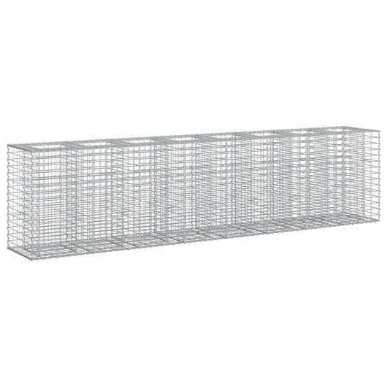Lit surélevé gabion 2 pcs argenté 330 x 50 x 80 cm