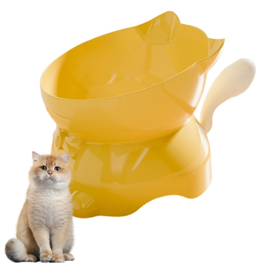 Gamelle support surélevée ergonomique pour chat jaune pratique