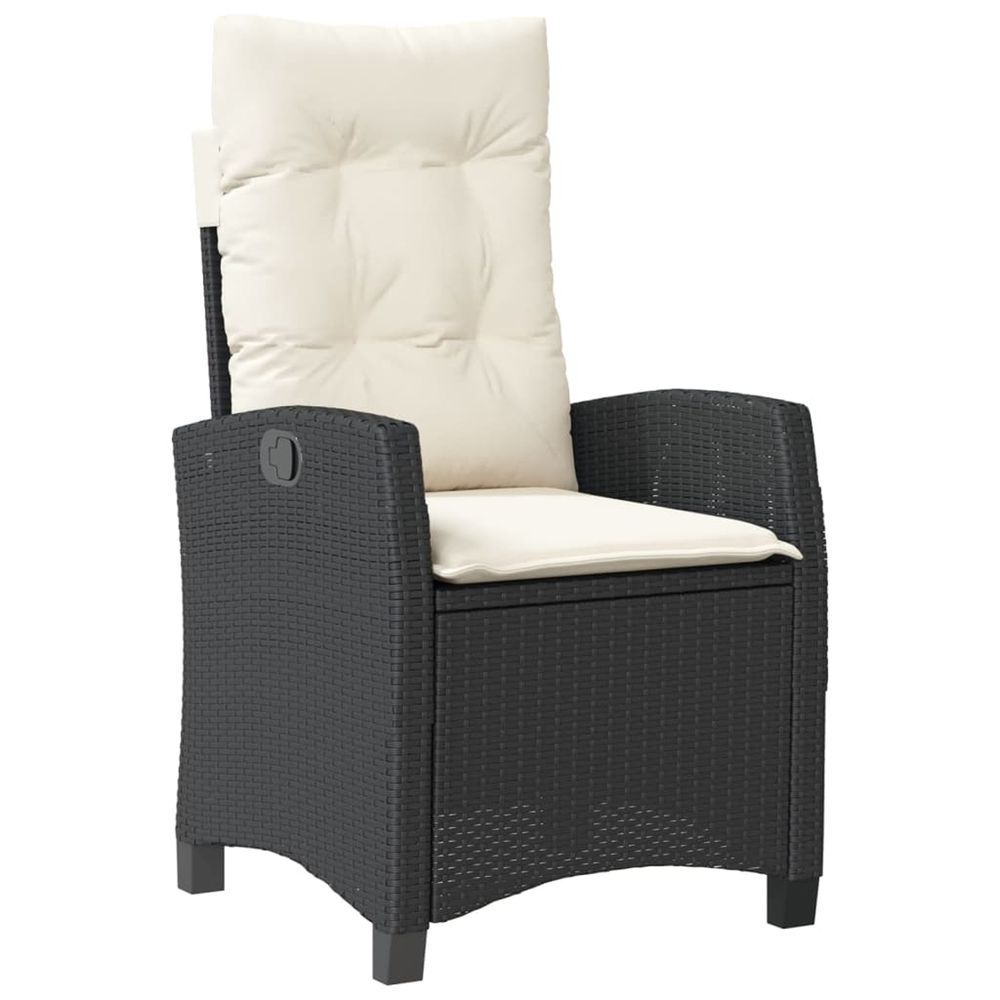 Chaise inclinable de jardin avec coussins noir résine tressée