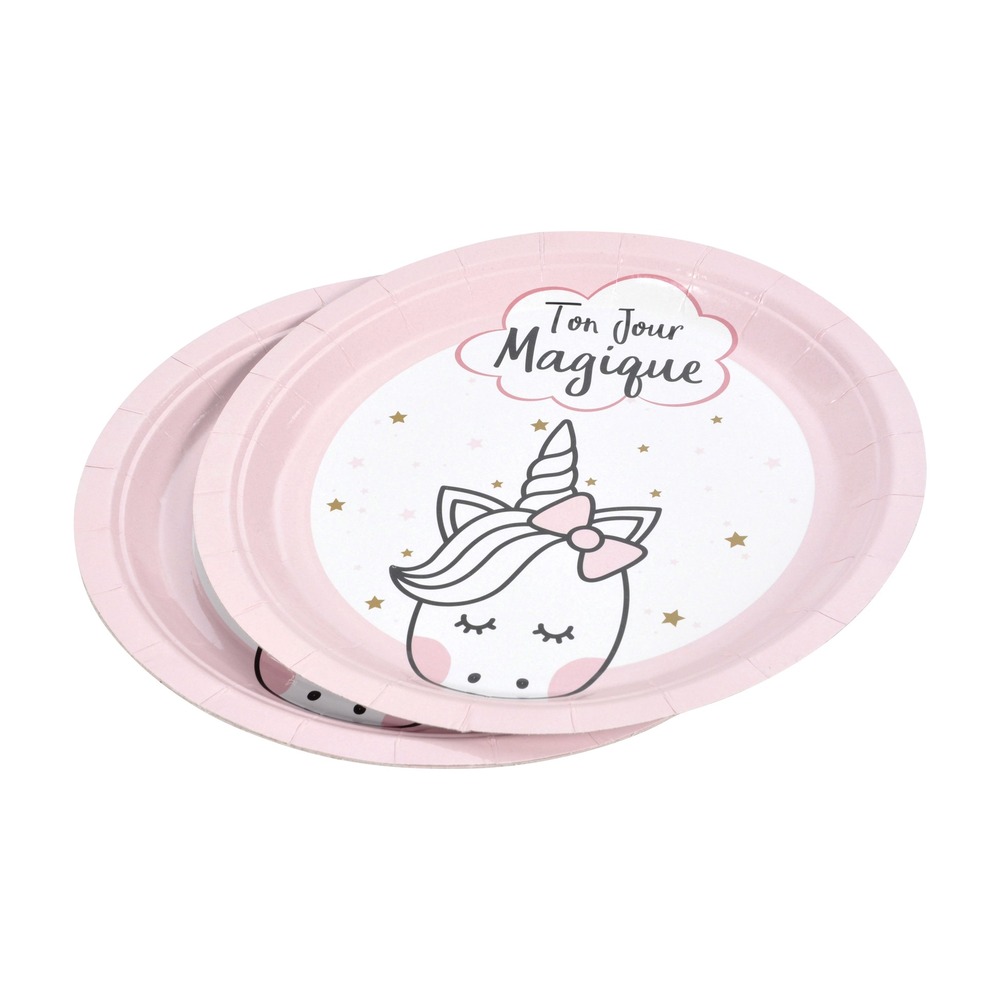 Set de 6 assiettes en carton licorne magique
