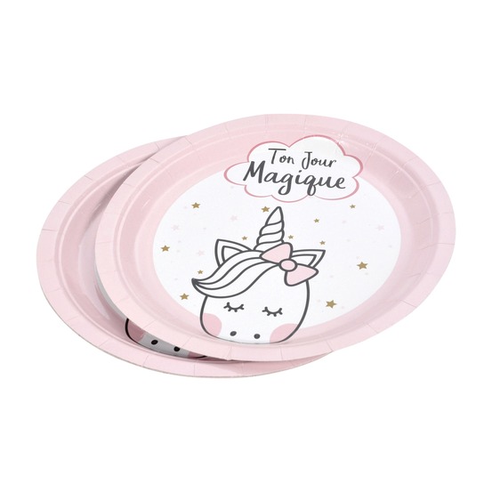 Set de 6 assiettes en carton licorne magique