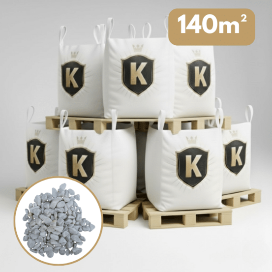 Galet marbre blanc 12/25 mm – pack 7 big bag +/- 1,5t – 140 m²