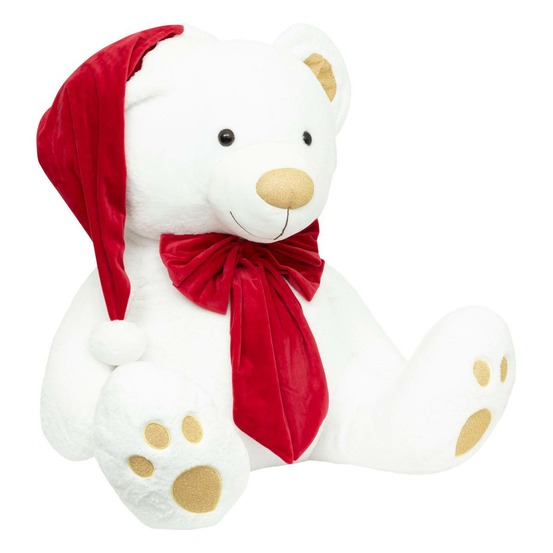 Peluche ours blanc noeud 100cm