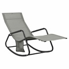 Transat chaise longue bain de soleil lit de jardin terrasse meuble d'extérieur acier et textilène gris