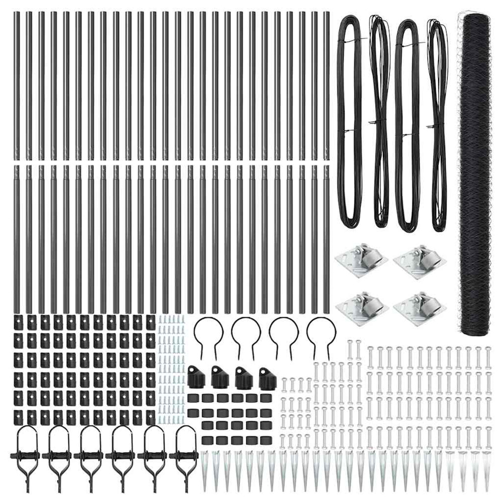 Poteau de clôture. Gris 50 x 1,6 m (maillage de 50 mm)