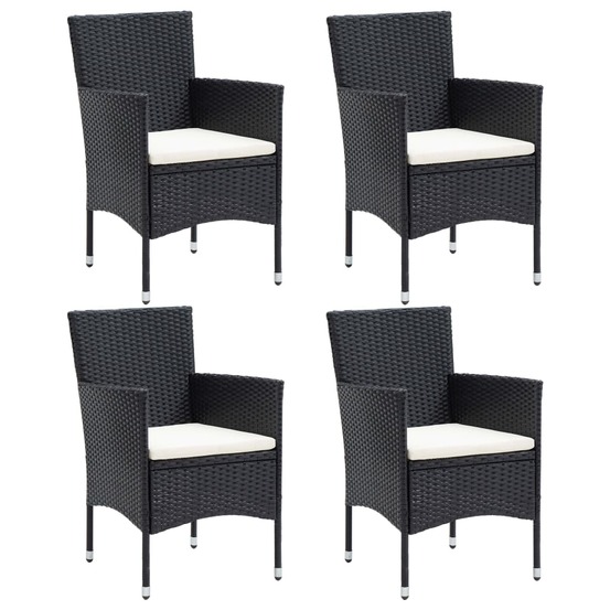 Chaises à manger de jardin lot de 4 résine tressée noir