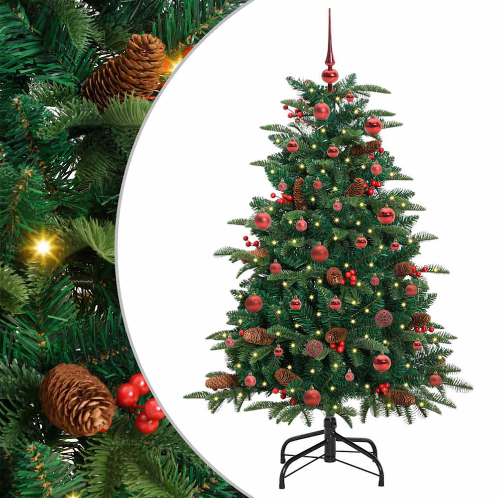 Sapin de noël artificiel vert 150 cm pvc, métal et plastique