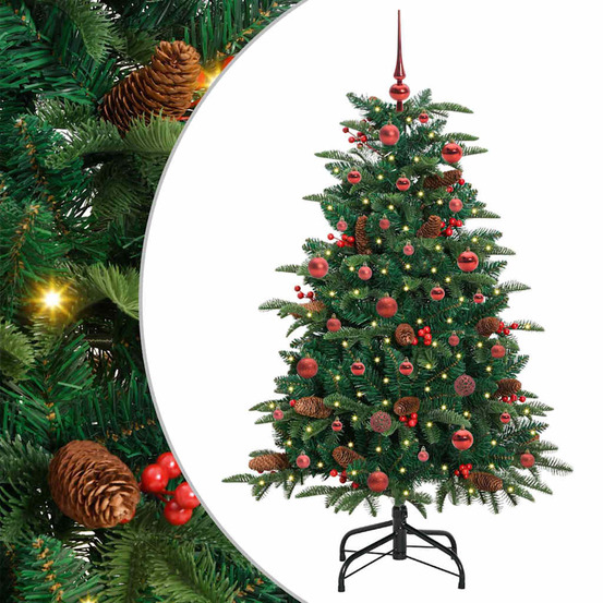 Sapin de noël artificiel vert 150 cm pvc, métal et plastique