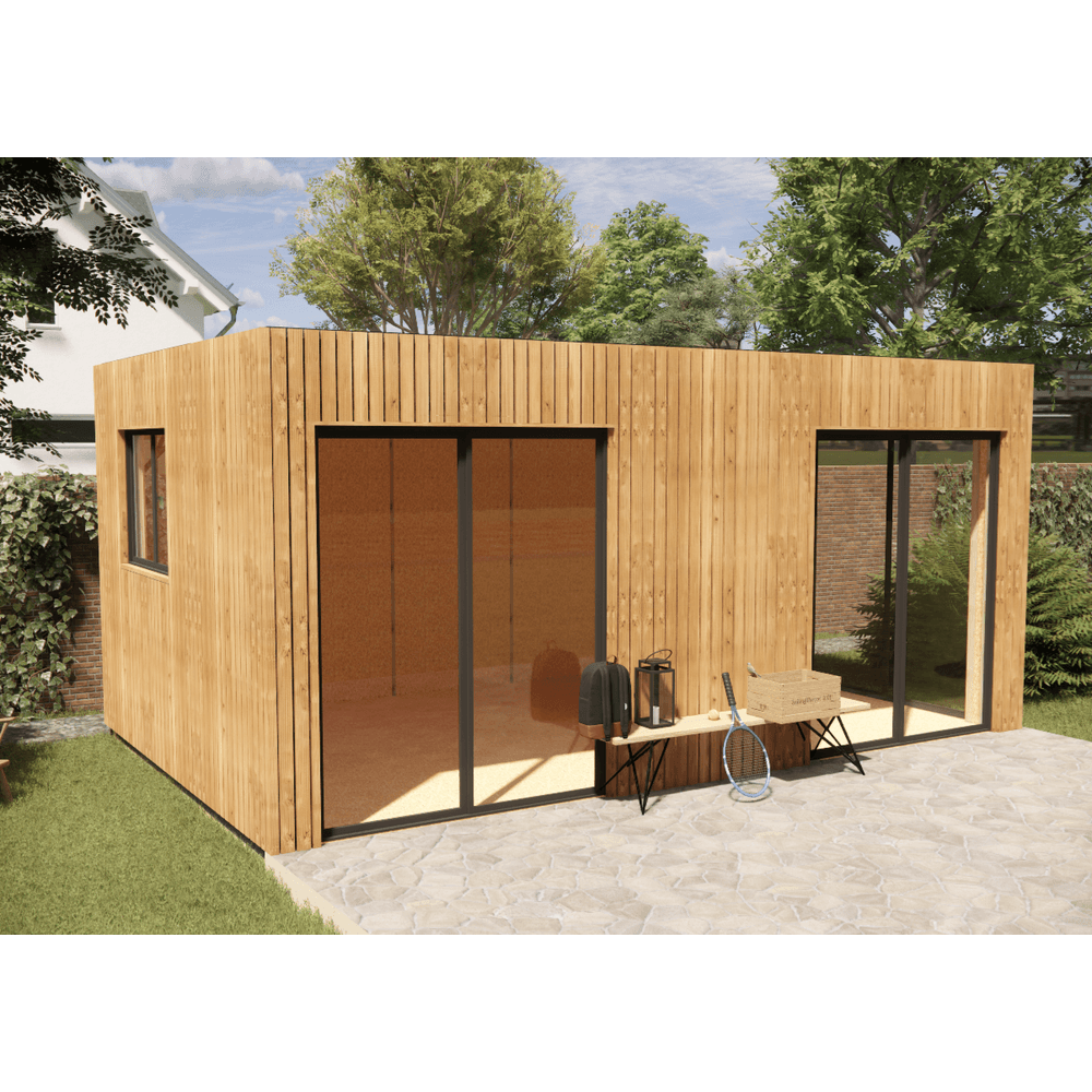 Studio de jardin re2020 en bois 5,5 x 3,5 x 2,7 m / isolation re2020 avec plancher isolé / menuiseries alu k-line