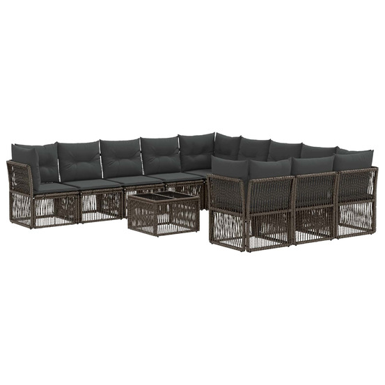 Ensemble de canapé de jardin 12 pcs gris polyrotin