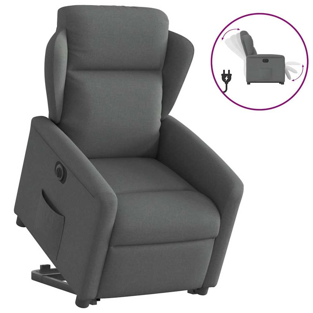 Fauteuil inclinable électrique gris foncé tissu