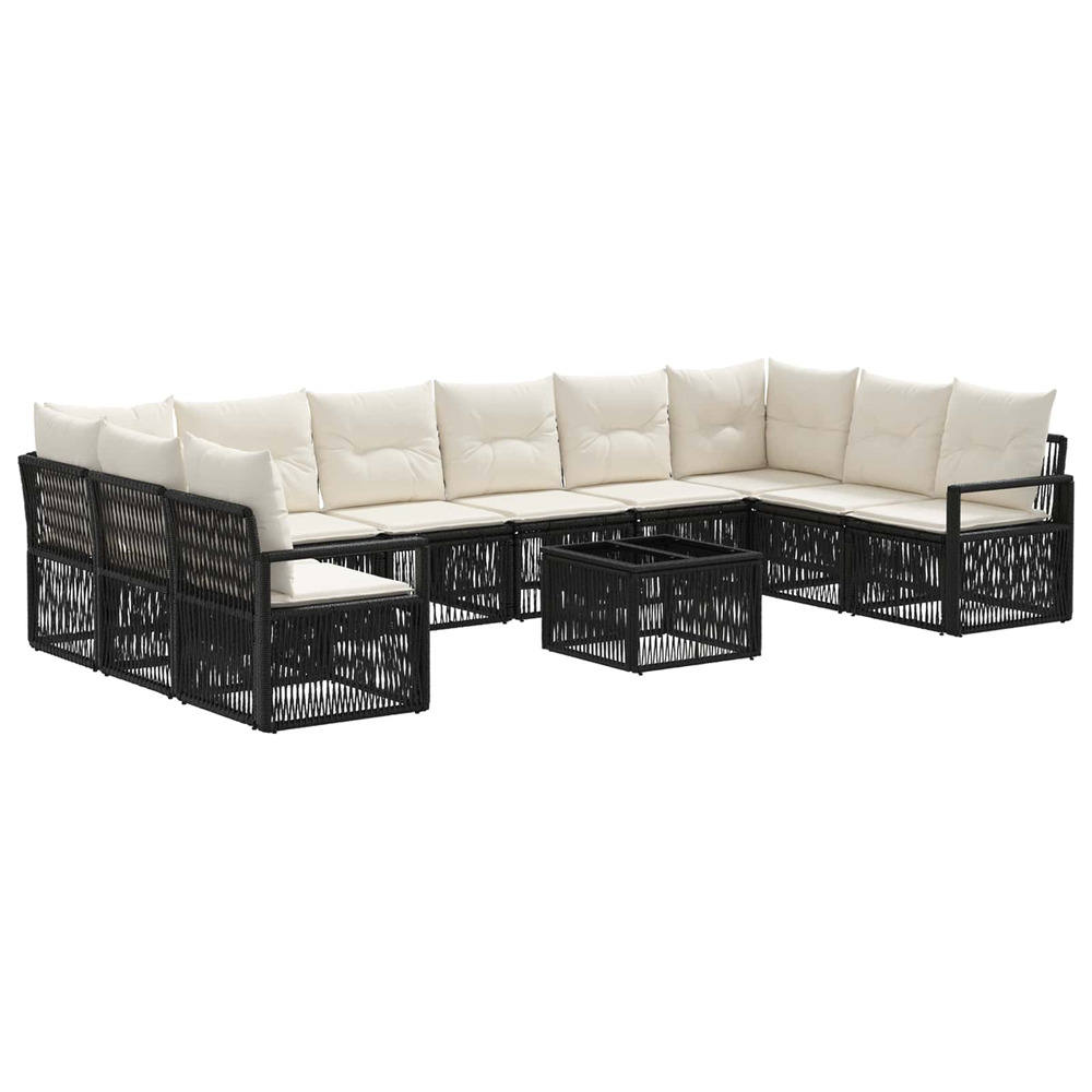 Ensemble de canapé de jardin 11 pcs noir polyrotin