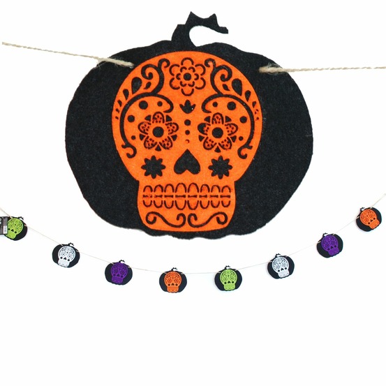 Décoration d'halloween - guirlande en feutrine - l. 200 cm