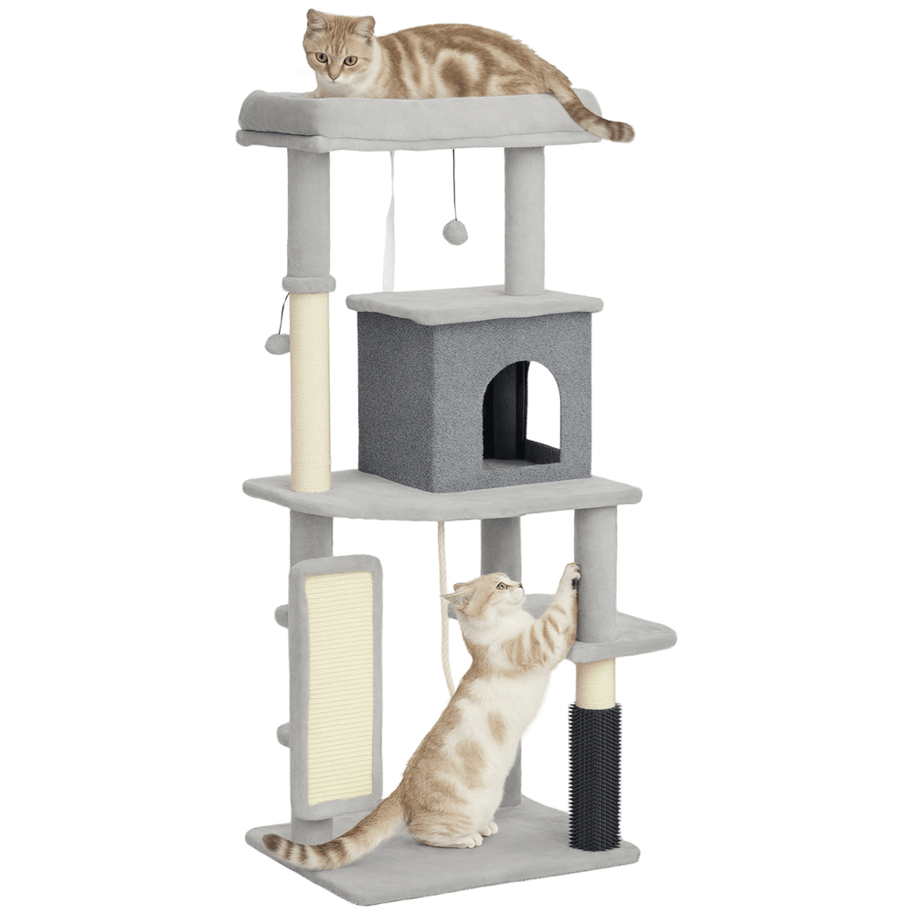 Arbre à chat sisal chats adultes plateformes multiples 55x44x132cm gris clair