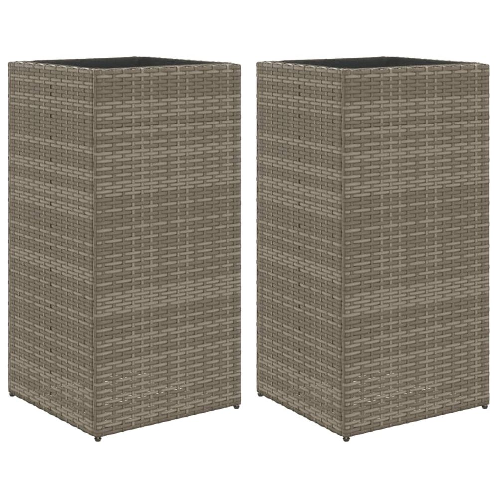 Jardinières 2 pcs gris 40x40x80 cm résine tressée