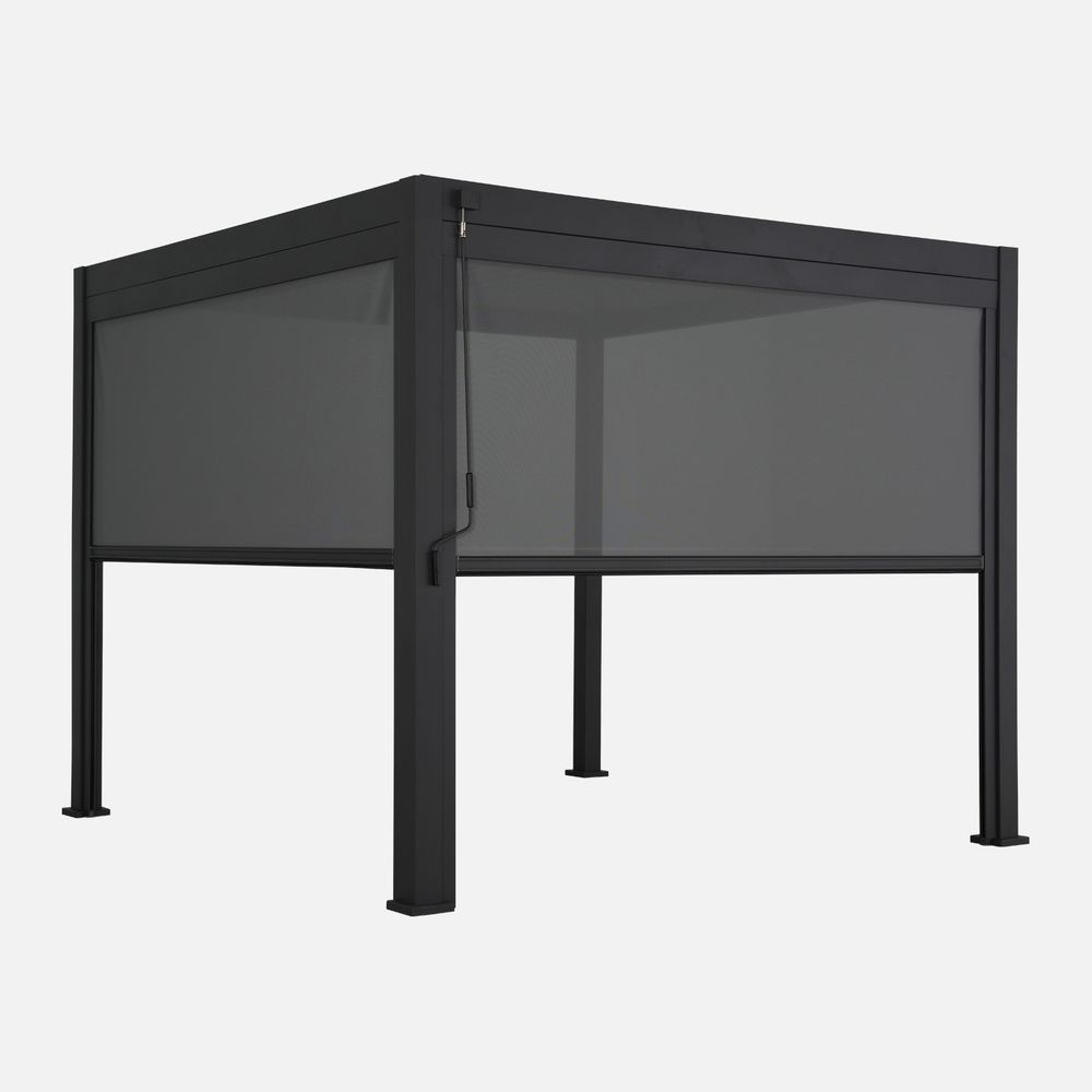 Pergola bioclimatique aluminium 3x3m v2 + 2 stores 3m triomphe