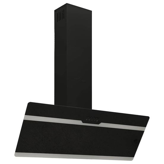 Hotte murale 90 cm acier et verre trempé noir