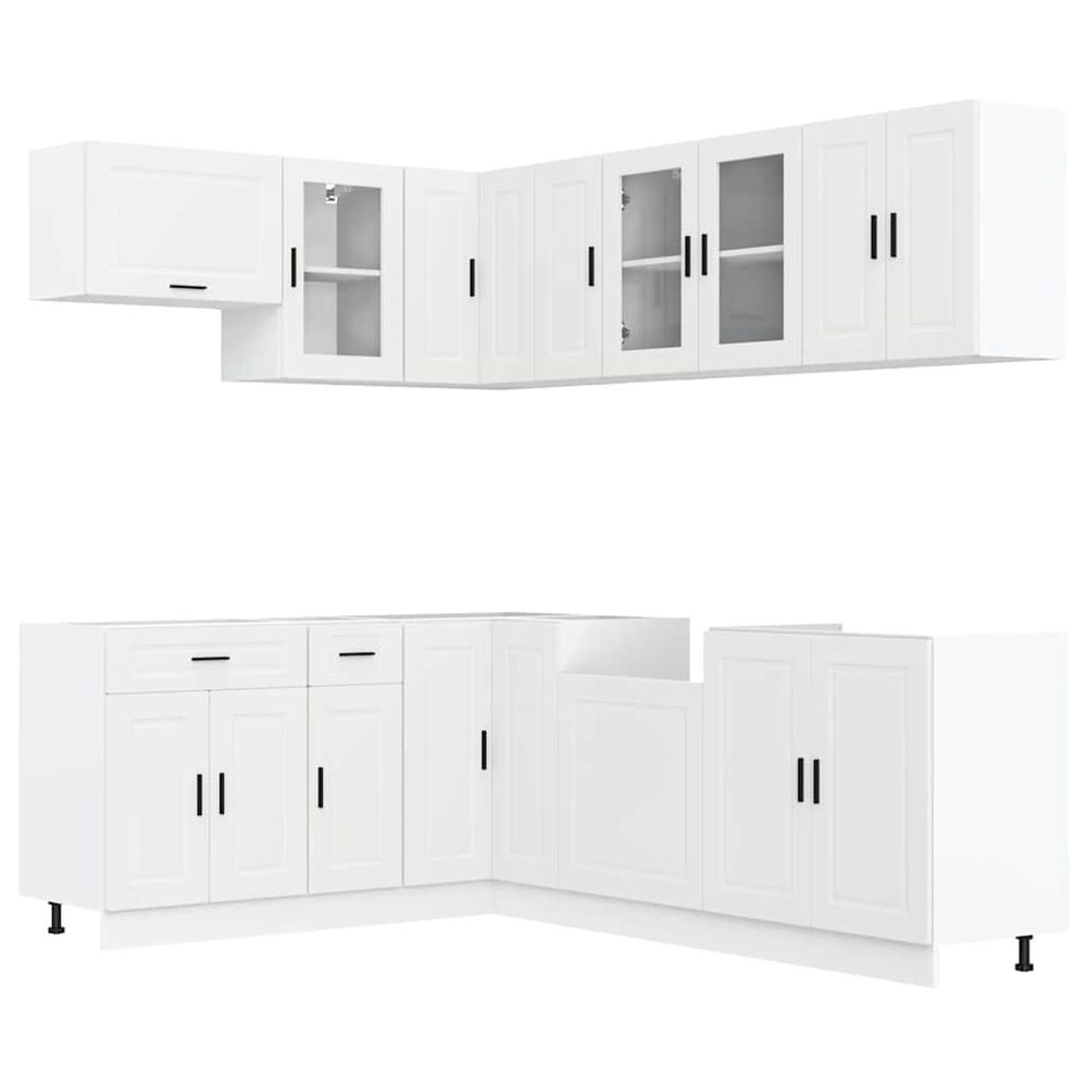 Ensemble d'armoires cuisine 11pcs porto blanc bois d'ingénierie