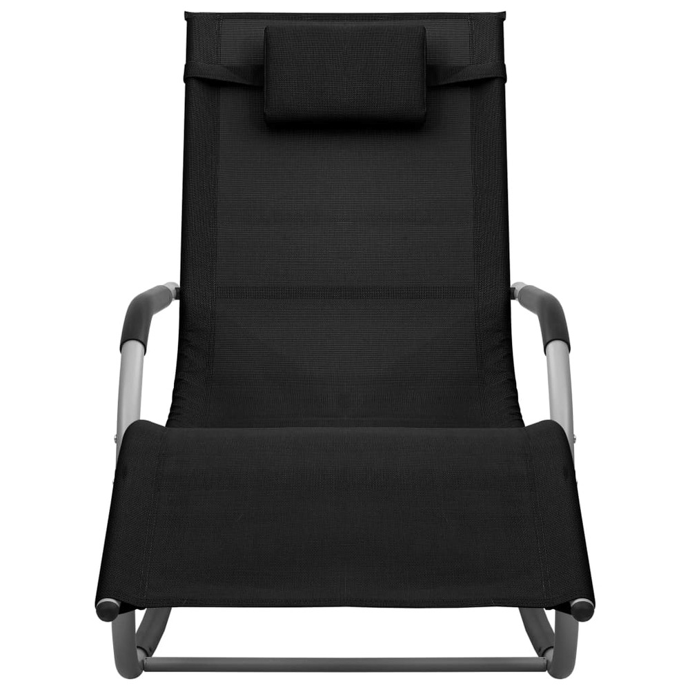 Chaise longue textilène noir et gris