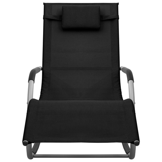 Chaise longue textilène noir et gris