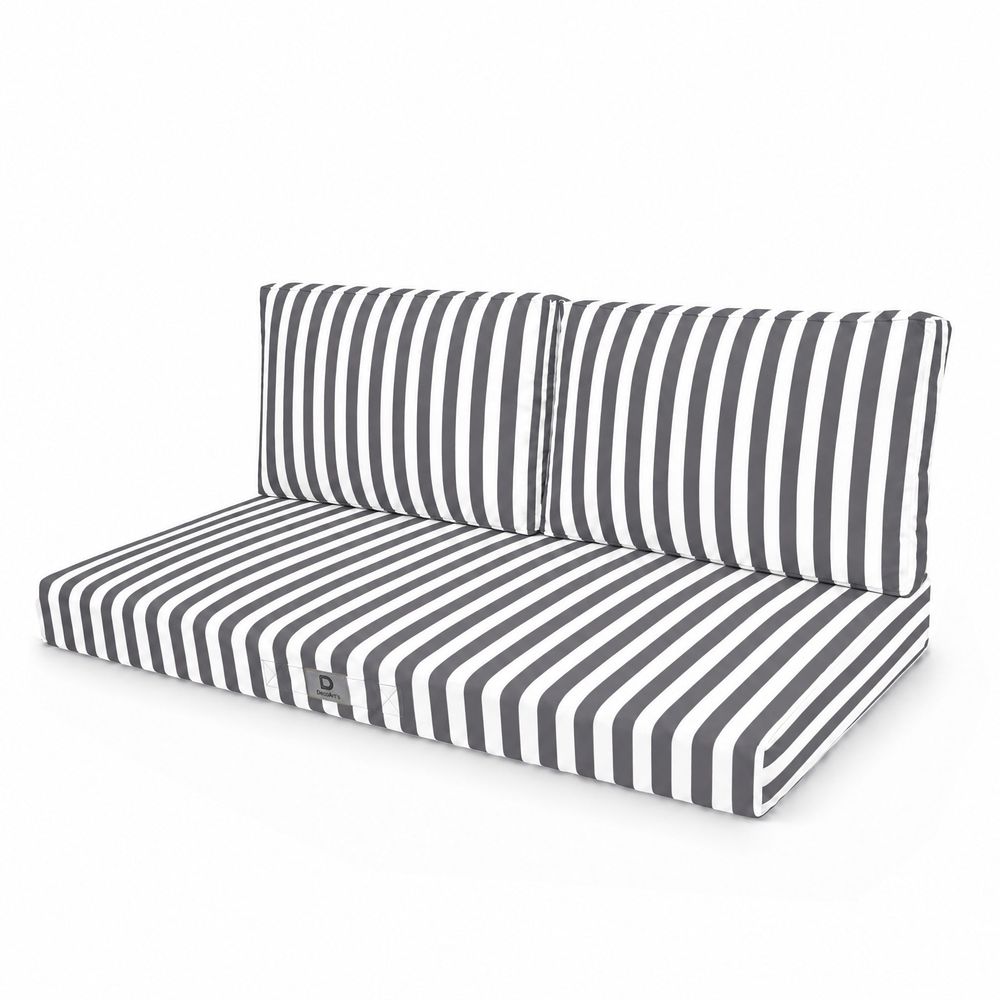 Coussins pour salon de jardin déhoussable 100x50cm rayure gris foncé