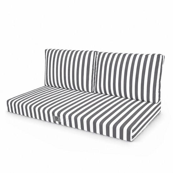 Coussins pour salon de jardin déhoussable 100x50cm rayure gris foncé