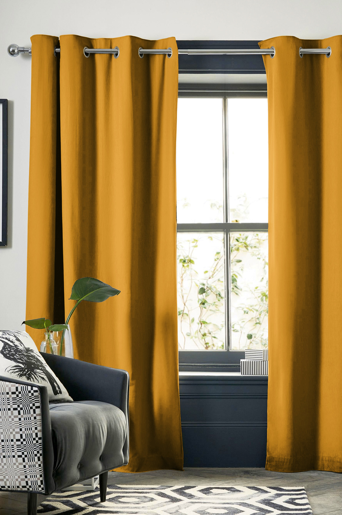 1 rideau occultant isolant 140 x 180 cm laponi moutarde