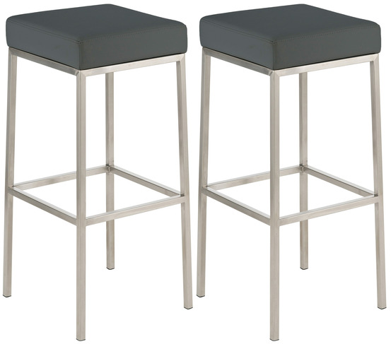 Lot de 2 tabourets de bar montreal 80 simili cuir acier inoxydable