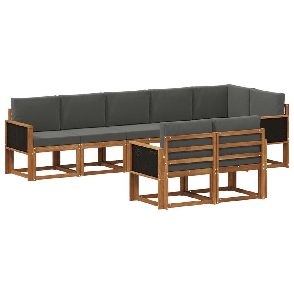 Ensemble de canapés d'extérieur 8 pc naturel et anthracite