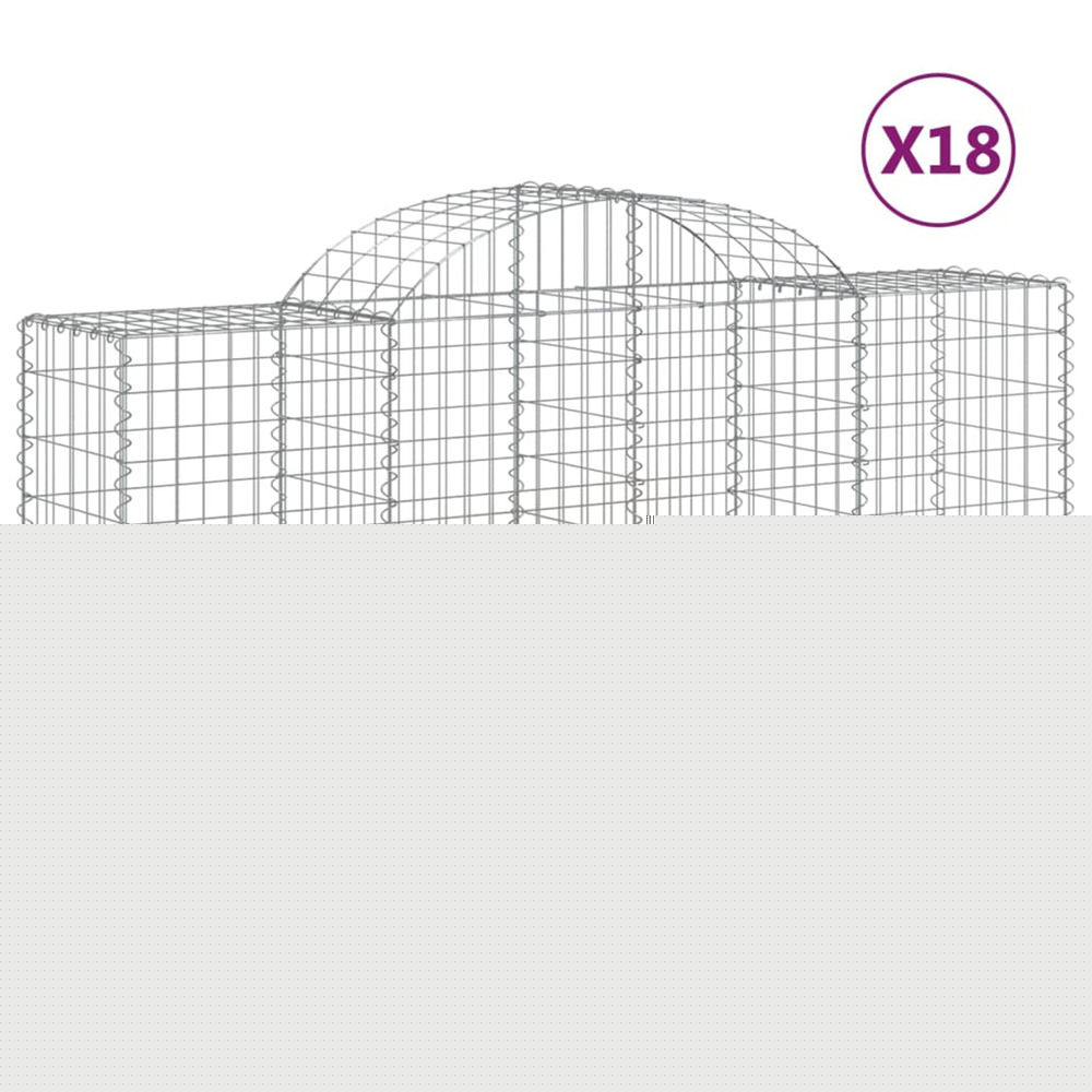 Paniers à gabions arqués 18 pcs 200x50x100/120 cm fer galvanisé