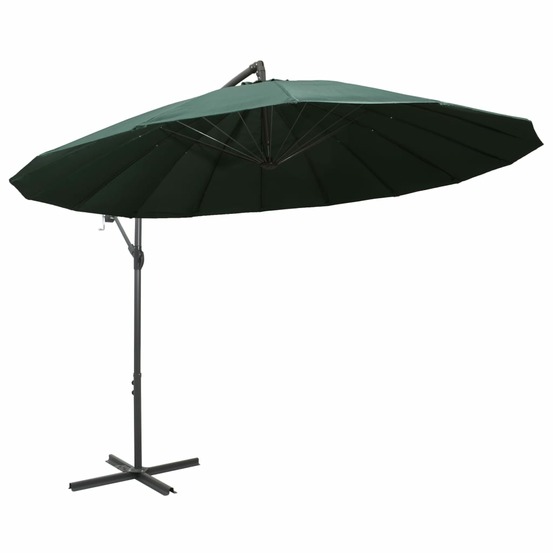 Parasol suspendu avec poteau en aluminium vert 3 m
