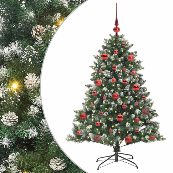 Sapin de noël artificiel vert 150 cm pvc, plastique et acier